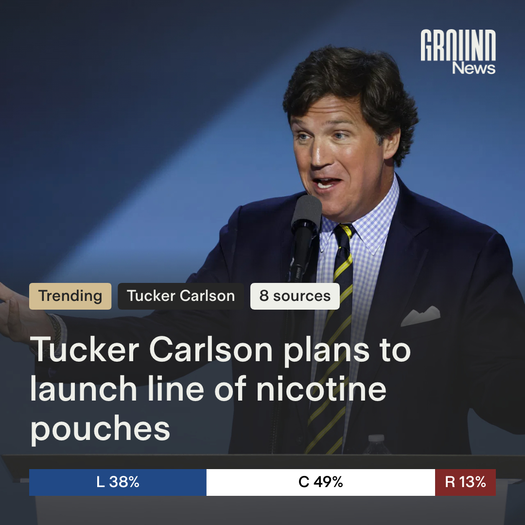 a photo of tucker carlson the co owner of Alp nicotine pouch brand